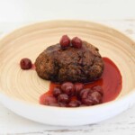 vegetarian meatloaf with sour cherries made from Bertyn's instant protein vegan mix