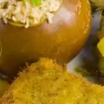 Caribbean Speltseitan in een krokant jasje gebakken in kokos- en rode palmolie