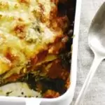 Vegetarian lasagna with chopped seitan